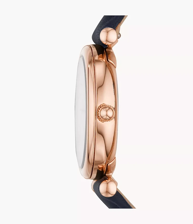 Carlie Mini Three-Hand Navy Leather Watch