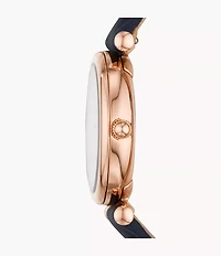 Carlie Mini Three-Hand Navy Leather Watch