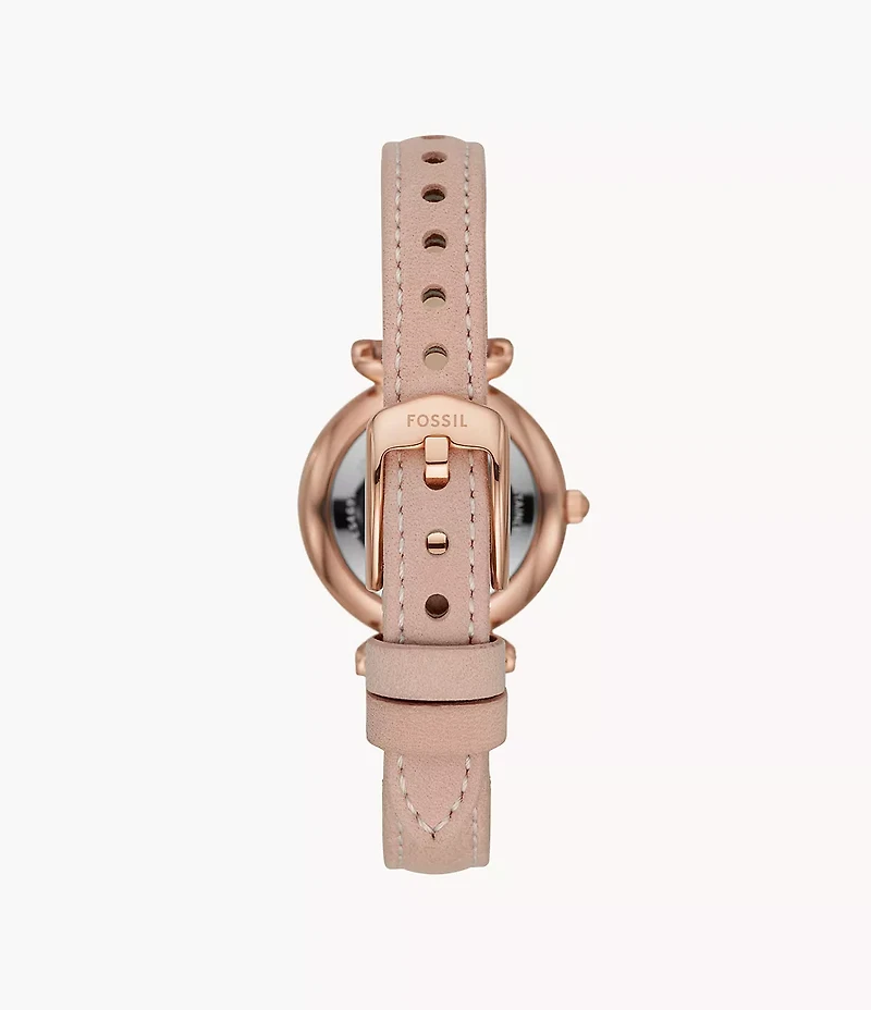 Carlie Mini Three-Hand Blush Leather Watch
