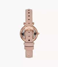 Carlie Mini Three-Hand Blush Leather Watch