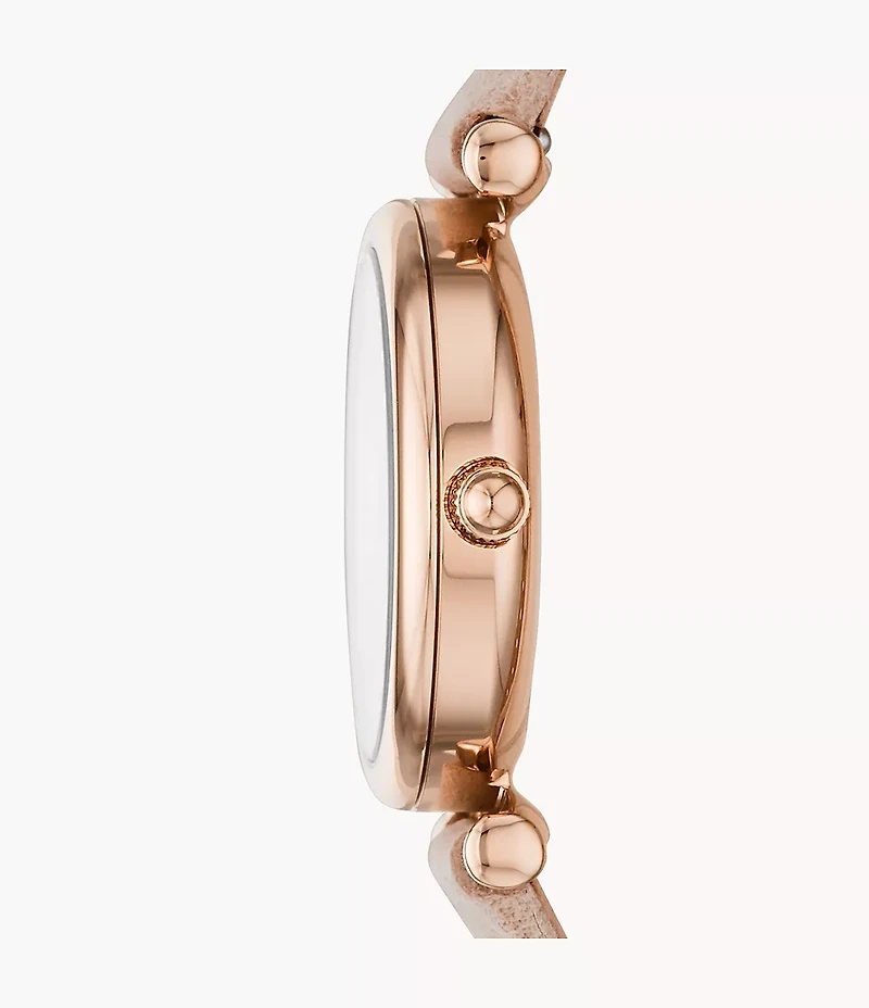 Carlie Mini Three-Hand Blush Leather Watch