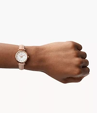 Carlie Mini Three-Hand Blush Leather Watch
