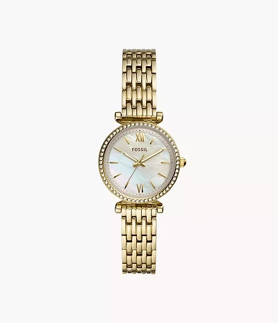Carlie Mini Three-Hand Gold-Tone Stainless Steel Watch