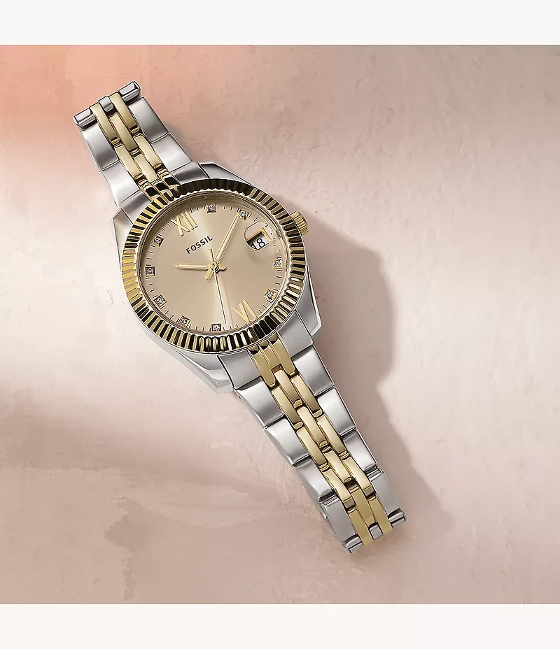 Scarlette Mini Three-Hand Date Two-Tone Stainless Steel Watch
