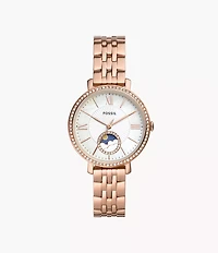 Jacqueline Sun Moon Multifunction Rose Gold-Tone Stainless Steel Watch