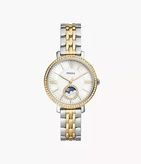 Jacqueline Sun Moon Multifunction Two-Tone Stainless Steel Watch