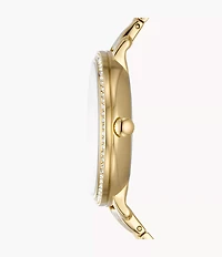Jacqueline Sun Moon Multifunction Gold-Tone Stainless Steel Watch
