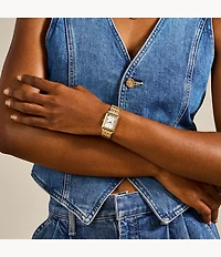 Raquel Three-Hand Date Gold-Tone Stainless Steel Watch