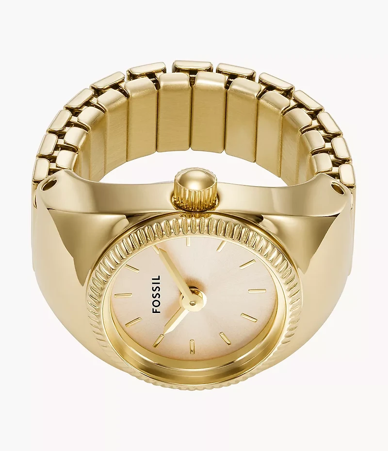 Watch Ring 15mm Two-Hand Gold-Tone Stainless Steel