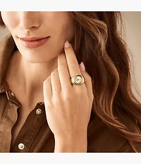 Watch Ring 15mm Two-Hand Gold-Tone Stainless Steel