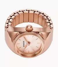 Watch Ring 15mm Two-Hand Rose Gold-Tone Stainless Steel
