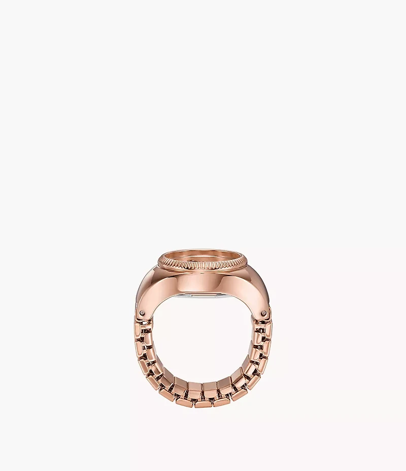 Watch Ring 15mm Two-Hand Rose Gold-Tone Stainless Steel