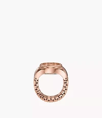 Watch Ring 15mm Two-Hand Rose Gold-Tone Stainless Steel