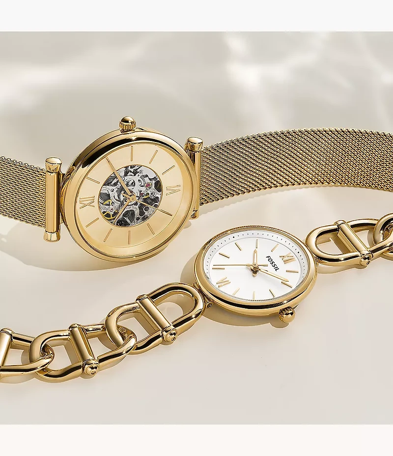 Carlie Three-Hand Gold-Tone Stainless Steel Watch