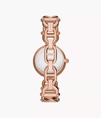 Carlie 30mm Three-Hand Rose Gold-Tone Stainless Steel Watch