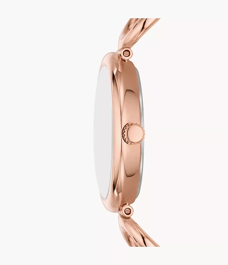 Carlie 30mm Three-Hand Rose Gold-Tone Stainless Steel Watch
