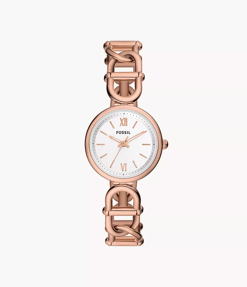 Carlie 30mm Three-Hand Rose Gold-Tone Stainless Steel Watch