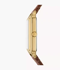 Raquel Three-Hand Date Medium Brown Leather Watch