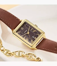 Raquel 23mm Three-Hand Date Medium Brown Leather Watch