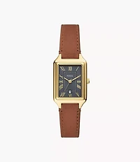 Raquel Three-Hand Date Medium Brown Leather Watch