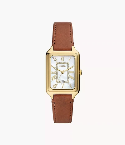 Raquel 26mm Three-Hand Date Medium Brown Leather Watch