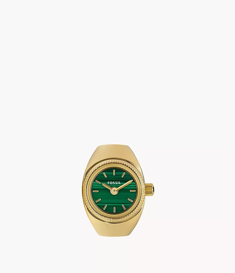 Watch Ring 15mm Two-Hand Gold-Tone Stainless Steel