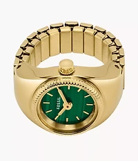 Watch Ring Two-Hand Gold-Tone Stainless Steel