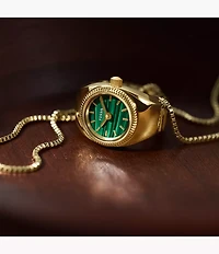 Watch Ring Two-Hand Gold-Tone Stainless Steel