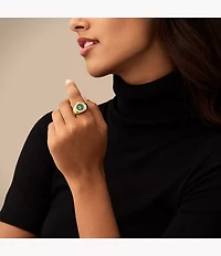 Watch Ring 15mm Two-Hand Gold-Tone Stainless Steel