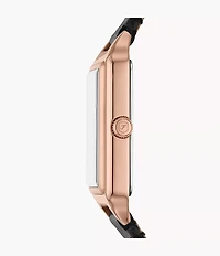 Raquel Three-Hand Date Black LiteHide™ Leather Watch