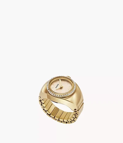 Watch Ring 15mm Two-Hand Gold-Tone Stainless Steel