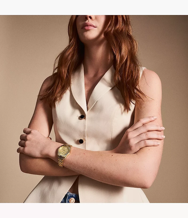 Scarlette 33mm Three-Hand Date Gold-Tone Stainless Steel Watch