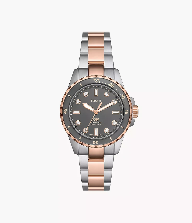 Fossil Blue Dive Three-Hand Two-Tone Stainless Steel Watch