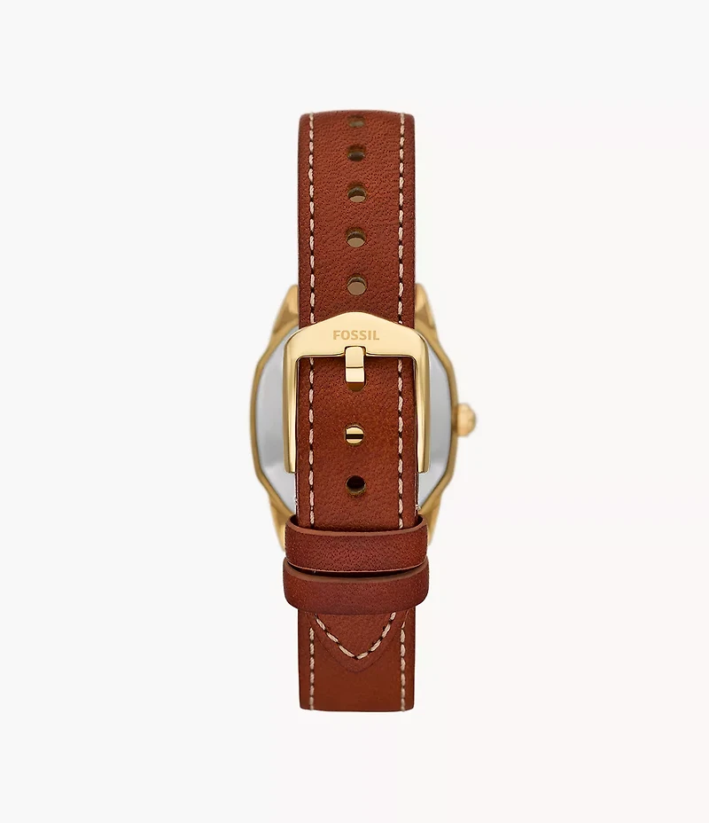 Harlow 27mm Three-Hand Medium Brown Leather Watch