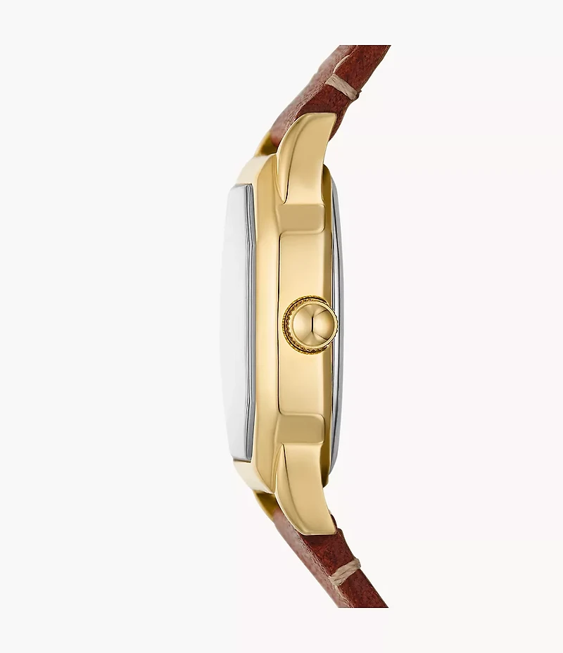 Harlow 27mm Three-Hand Medium Brown Leather Watch