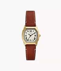 Harlow 27mm Three-Hand Medium Brown Leather Watch