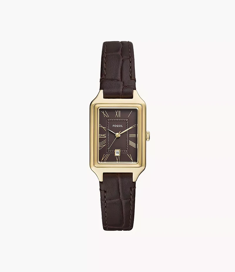 Raquel 23mm Three-Hand Date Brown Croco LiteHide™ Leather Watch