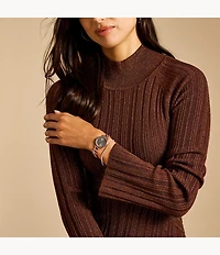 Carlie Three-Hand Rose Gold-Tone Stainless Steel Watch and Bracelet Set