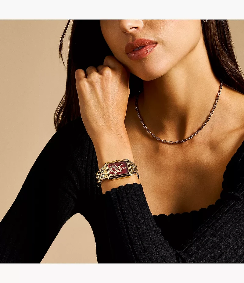 Raquel Three-Hand Date Gold-Tone Stainless Steel Watch