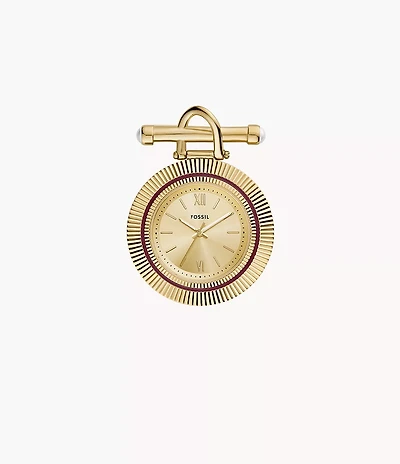 Scarlette Three-Hand Gold-Tone Stainless Steel Watch Brooch