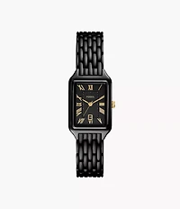 Raquel Three-Hand Date Black Stainless Steel Watch
