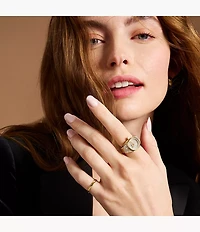 Watch Ring Two-Hand Gold-Tone Stainless Steel