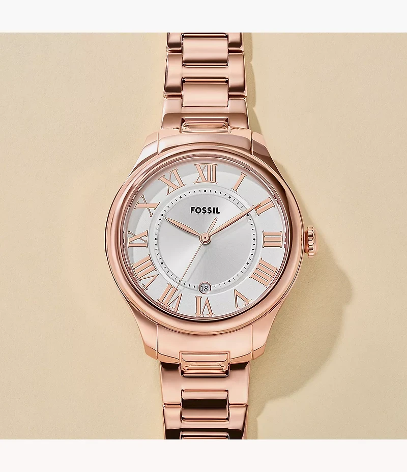 Gilmore Three-Hand Date Rose Gold-Tone Stainless Steel Watch