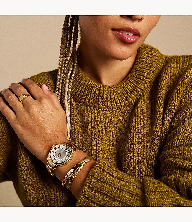 Gilmore Three-Hand Date Gold-Tone Stainless Steel Watch