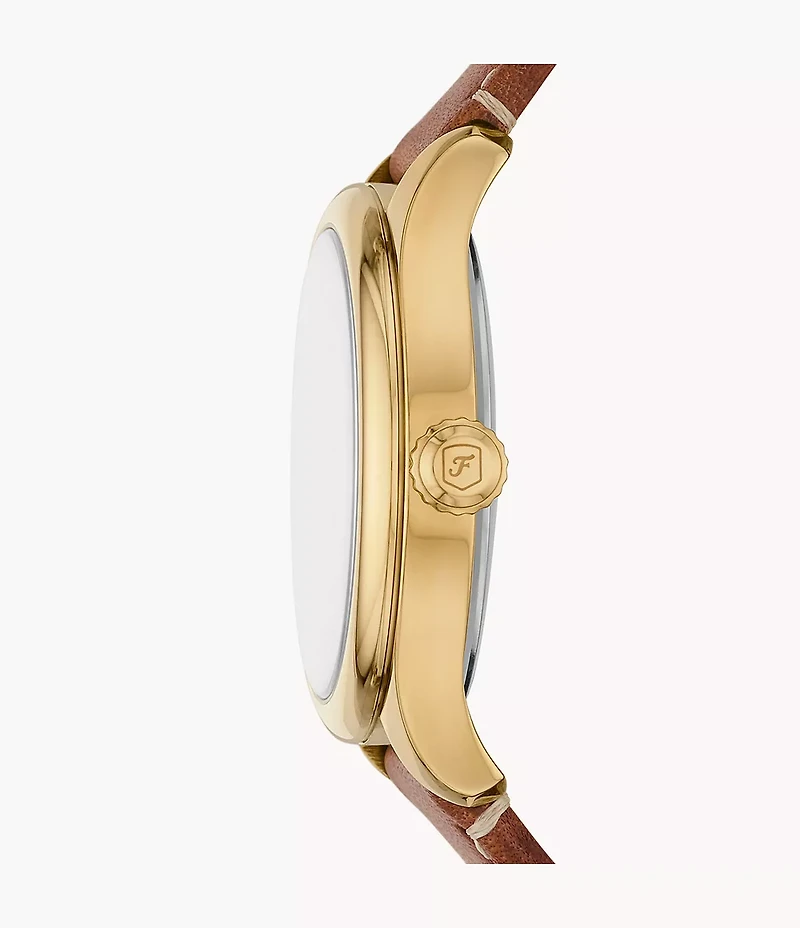 Gilmore Three-Hand Date Medium Brown Leather Watch