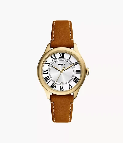Gilmore Three-Hand Date Medium Brown Leather Watch