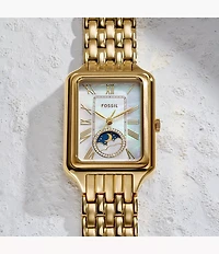 Raquel Sun Moon Multifunction Gold-Tone Stainless Steel Watch