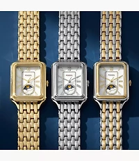 Raquel Sun Moon Multifunction Two-Tone Stainless Steel Watch