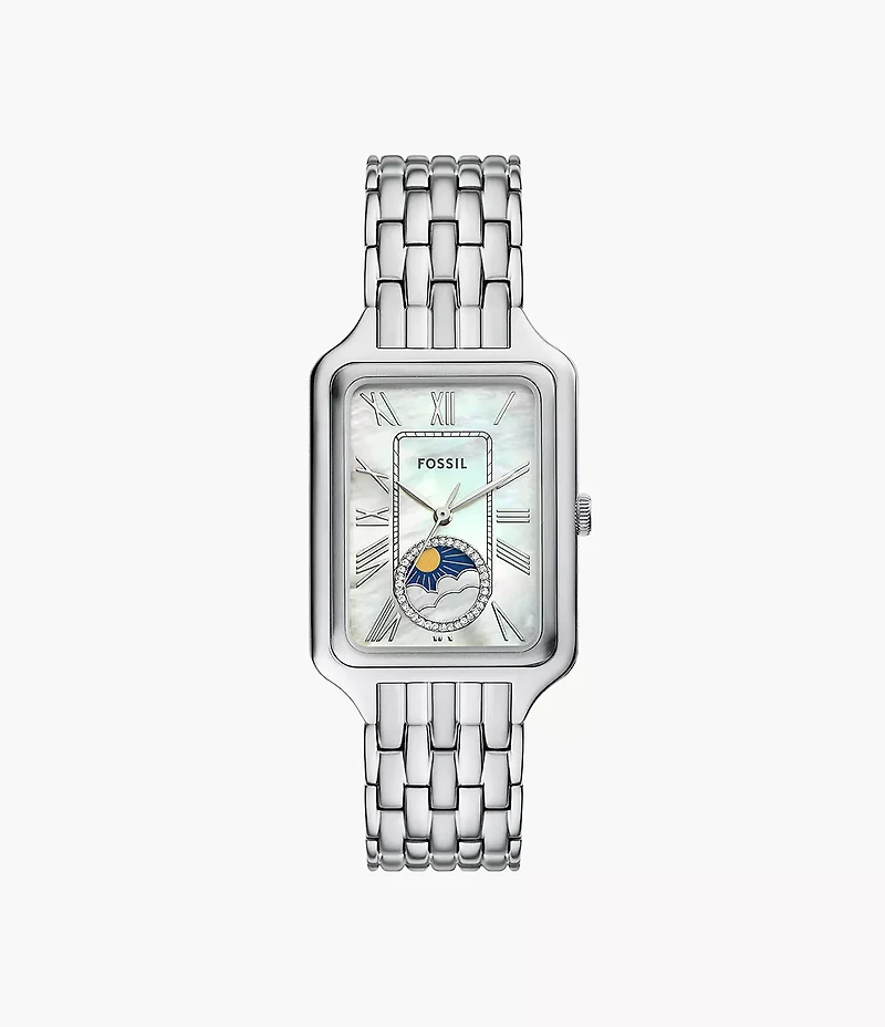Raquel Sun Moon Multifunction Stainless Steel Watch