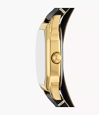 Harlow Three-Hand Black Leather Watch